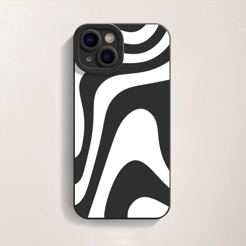 Monochrome Wave Pattern Silicone Case for Apple iPhone Series – view 1