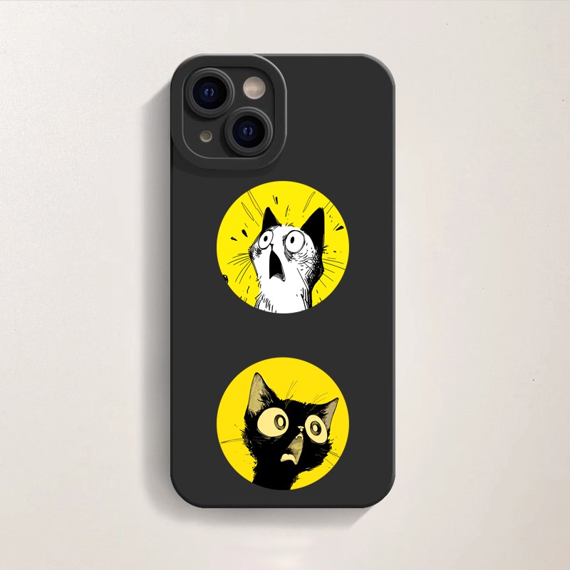 Surprised Cats in Yellow Circles Silicone Case for Apple iPhone Series – view 1