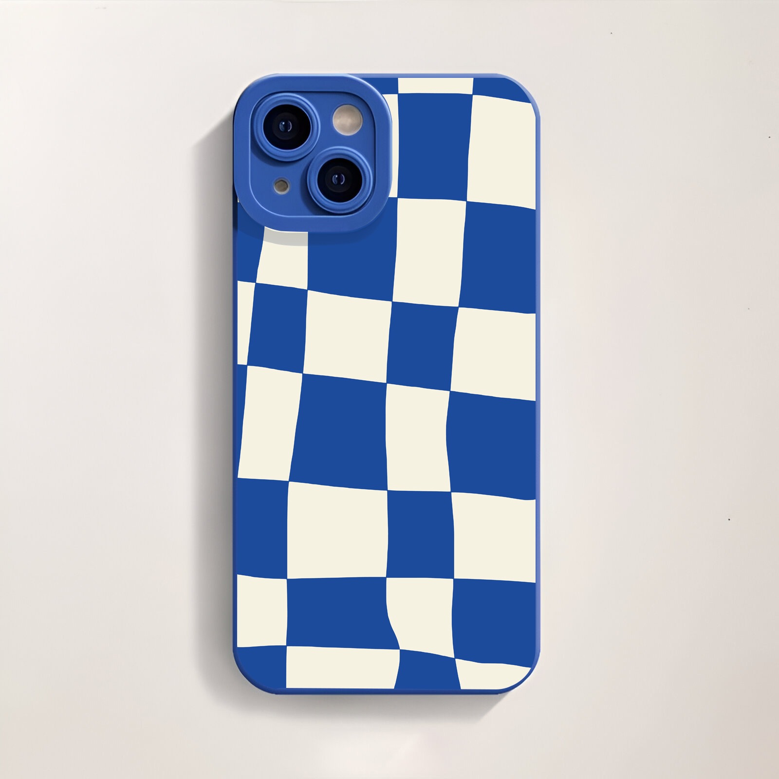 Vibrant Blue Checkerboard Silicone Case for Apple iPhone Series – view 1