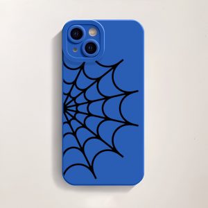 Webbed Elegance Blue Silicone Case for Apple iPhone Series