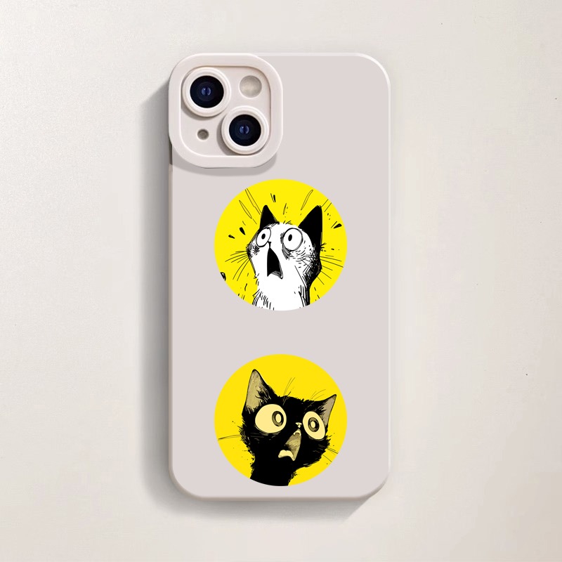Surprised Cats in Yellow Circles Silicone Case for Apple iPhone Series – view 3