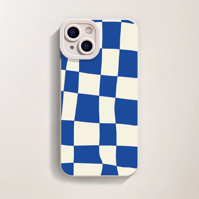 Vibrant Blue Checkerboard Silicone Case for Apple iPhone Series – view 2