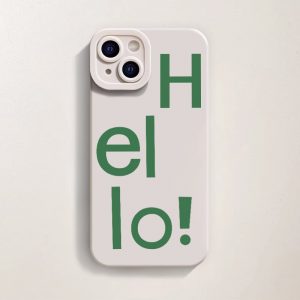 Playful Green Typography Silicone Case for Apple iPhone Series