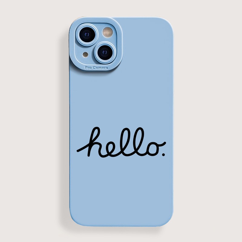 Whimsical 'Hello' in Sky Blue Silicone Case for Apple iPhone Series – view 4