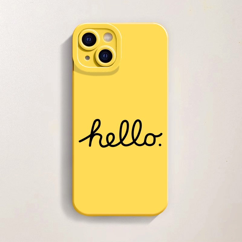 Whimsical 'Hello' in Sky Blue Silicone Case for Apple iPhone Series – view 3