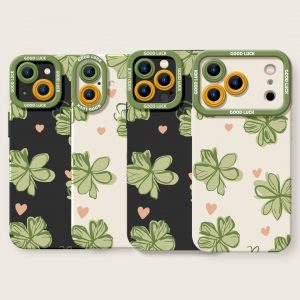 Four-Leaf Clover Charm Silicone Case for Apple iPhone Series