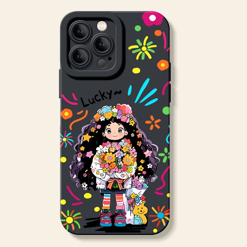 Lucky Flower Girl Charm Silicone Case for Apple iPhone Series – view 2