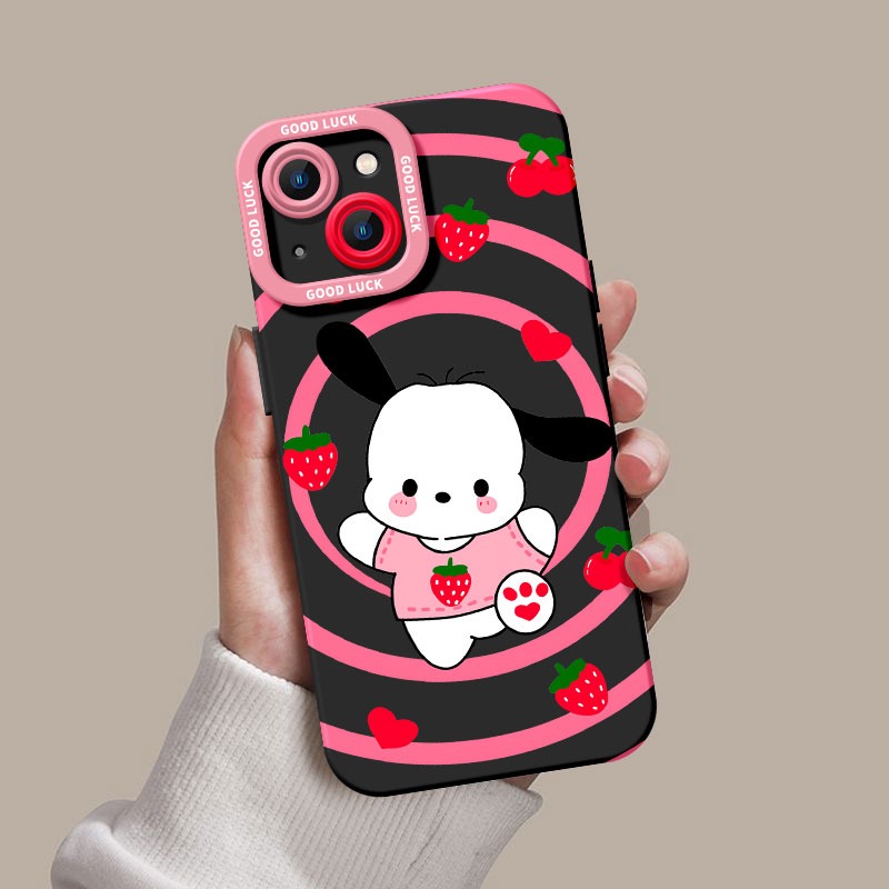 Cute Puppy & Strawberry Swirl Silicone Case for Apple iPhone Series – view 2