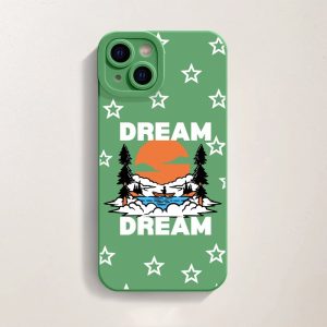 Dreamy Pine Sunset Lavender Stars Silicone Case for Apple iPhone Series