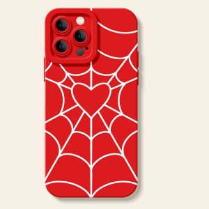 Heart Web Red Silicone Case for Apple iPhone Series
