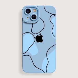 Abstract Waves Blue Silicone Case for Apple iPhone Series