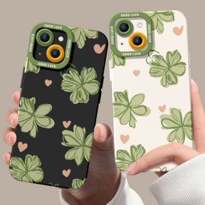 Four-Leaf Clover Charm Silicone Case for Apple iPhone Series