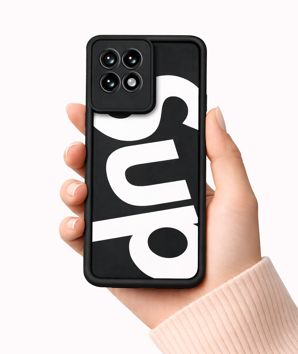 Bold Typography Black & White Silicone Case for Apple iPhone Series – view 1