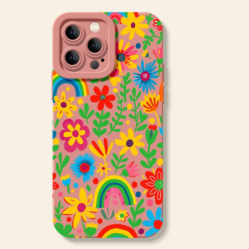 Vibrant Floral Rainbow Silicone Case for Apple iPhone Series – view 3