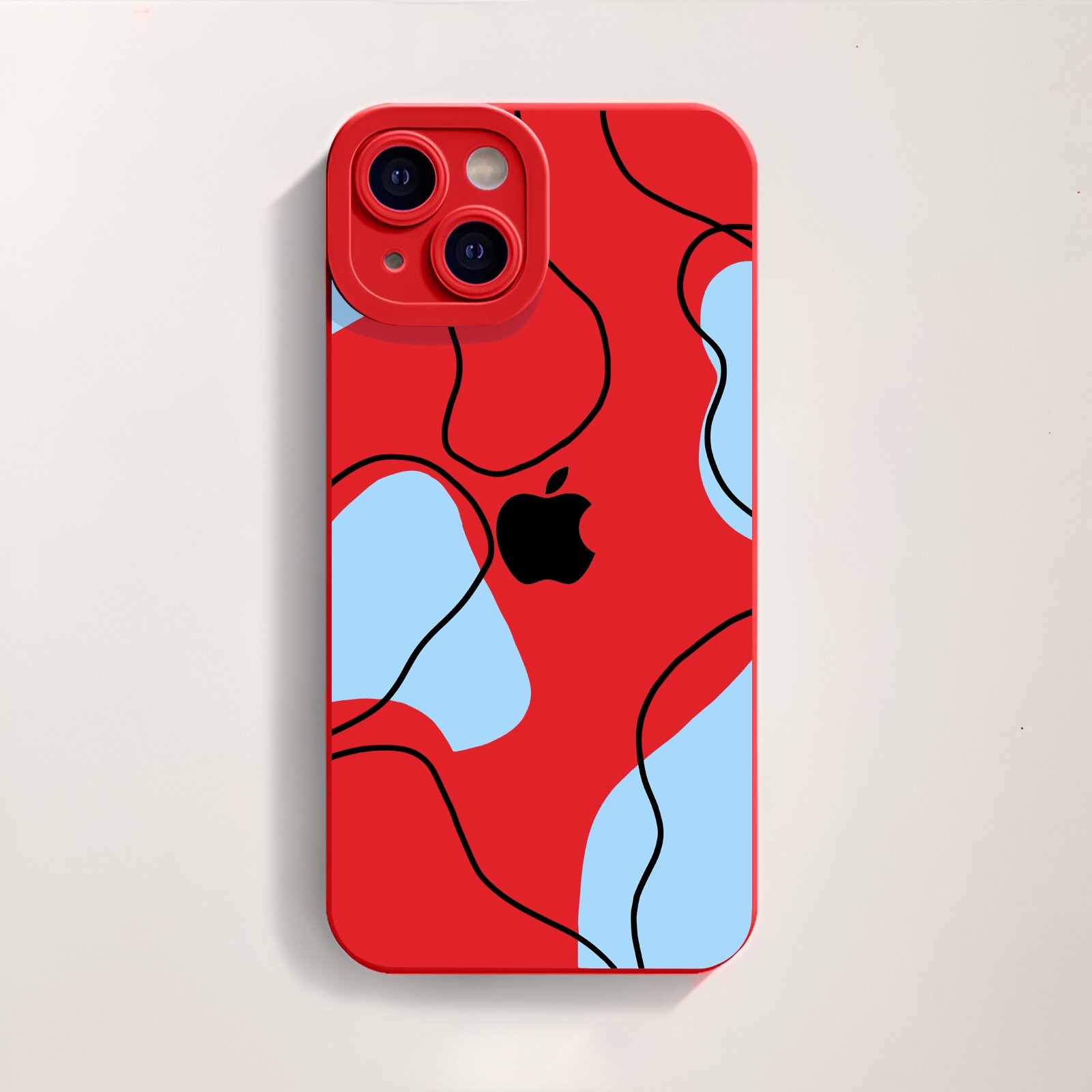 Abstract Waves Blue Silicone Case for Apple iPhone Series – view 3