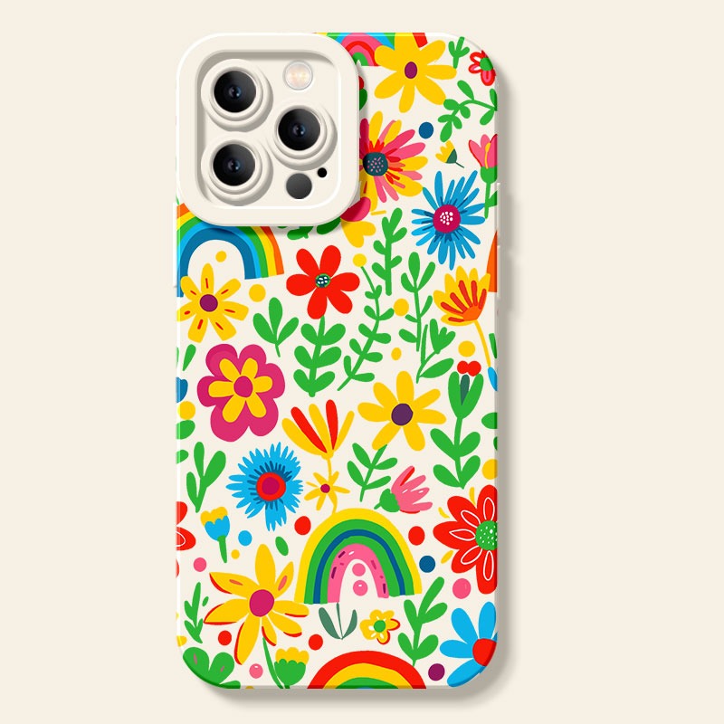Vibrant Floral Rainbow Silicone Case for Apple iPhone Series – view 4