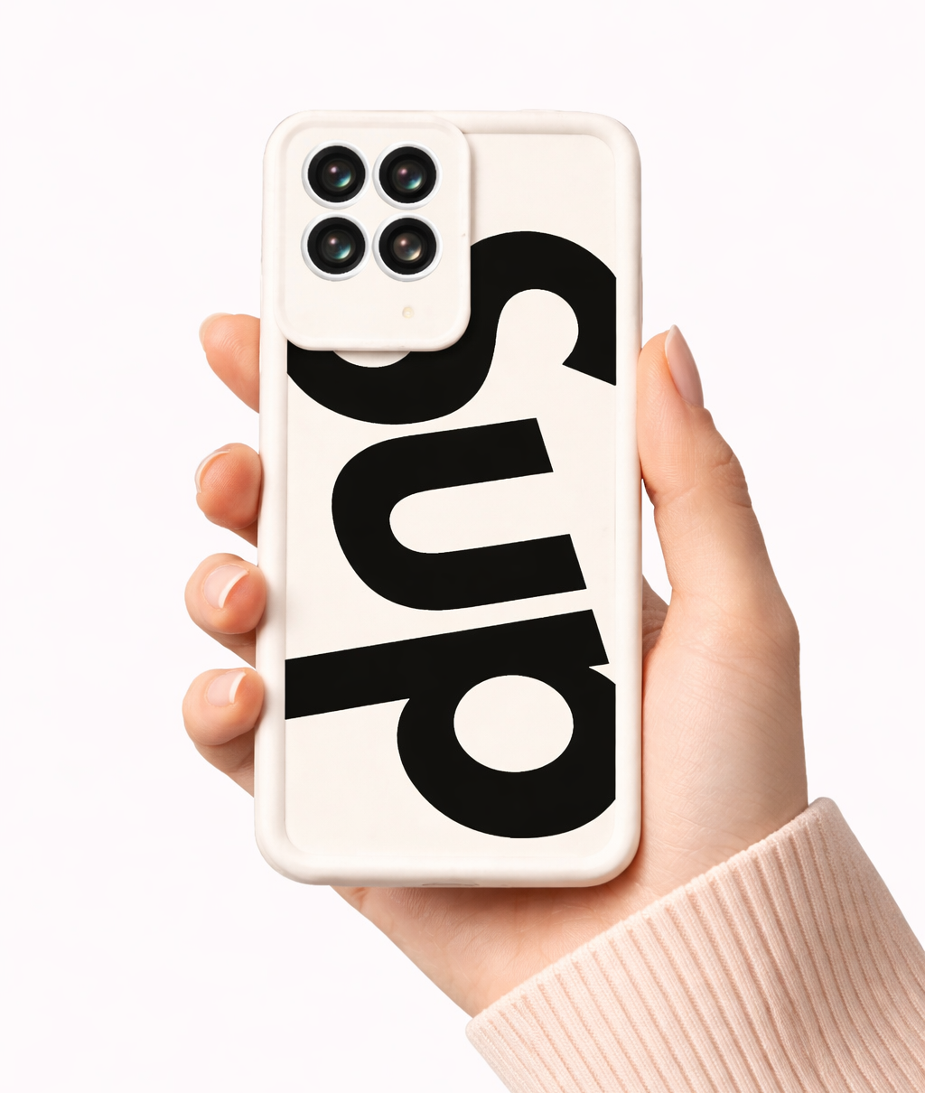Bold Typography Black & White Silicone Case for Apple iPhone Series – view 3