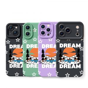Dreamy Pine Sunset Lavender Stars Silicone Case for Apple iPhone Series