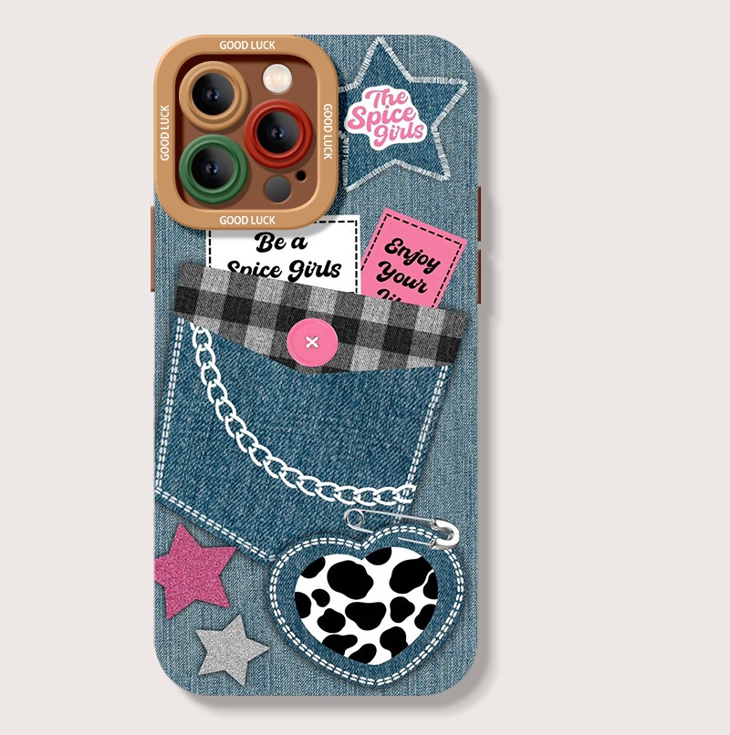 Retro Denim Charm Silicone Case for Apple iPhone Series – view 3