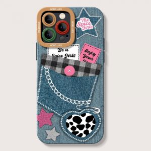 Retro Denim Charm Silicone Case for Apple iPhone Series