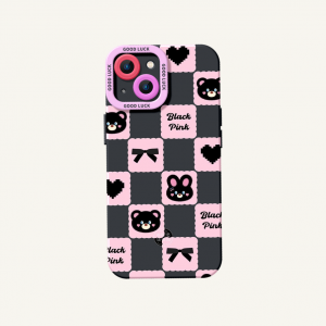 Charming Black Checkered Bears Silicone Case for Apple iPhone Series