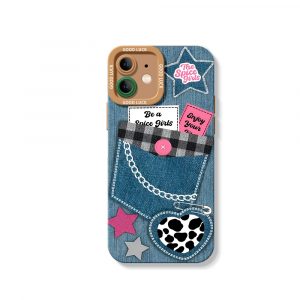 Retro Denim Charm Silicone Case for Apple iPhone Series