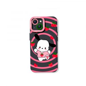 Cute Puppy & Strawberry Swirl Silicone Case for Apple iPhone Series