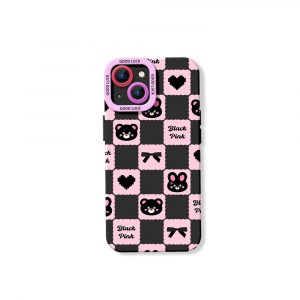 Charming Black Checkered Bears Silicone Case for Apple iPhone Series