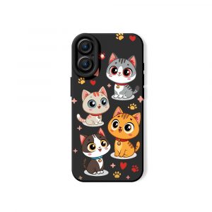 Charming Kawaii Kittens Silicone Case for Apple iPhone Series - iPhone 17, Black