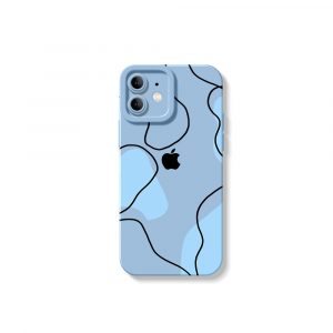 Abstract Waves Blue Silicone Case for Apple iPhone Series