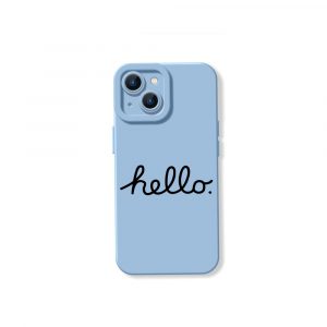 Whimsical Hello Silicone Case for Apple iPhone Series - iPhone 15, Sky Blue