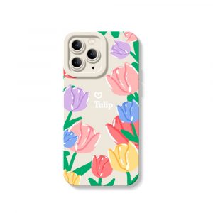 Colorful Tulip Blossom Silicone Case for Apple iPhone Series