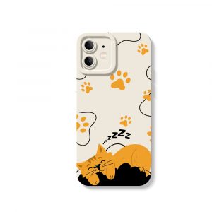 Cozy Cat Nap Paw Print Silicone Case for Apple iPhone Series