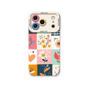Floral Patchwork Charm Silicone Case for Apple iPhone Series