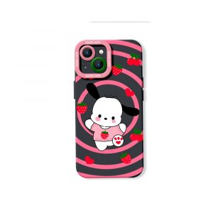 Cute Puppy & Strawberry Swirl Silicone Case for Apple iPhone Series
