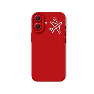 Adventure Awaits Airplane Love Silicone Case for Apple iPhone Series - iPhone 16 Plus, Red