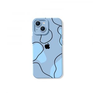 Abstract Waves Blue Silicone Case for Apple iPhone Series