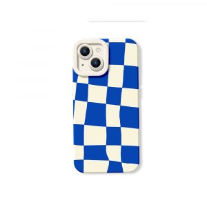 Vibrant Blue Checkerboard Silicone Case for Apple iPhone Series