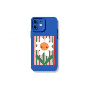 Smiling Daisy on Stripes Silicone Case for Apple iPhone Series
