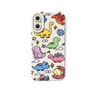 Cute Dino Parade Silicone Case for Apple iPhone Series