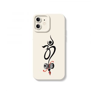 Sacred Symbol and Damru Art Silicone Case for Apple iPhone Series - iPhone 12, White