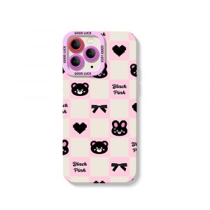 Charming Black Checkered Bears Silicone Case for Apple iPhone Series