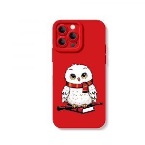 Charming Owl Wizard Silicone Case for Apple iPhone Series - iPhone 16 Pro Max, Red