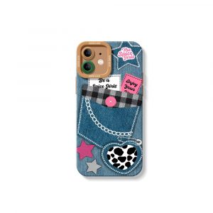 Retro Denim Charm Silicone Case for Apple iPhone Series