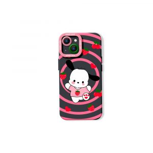Cute Puppy & Strawberry Swirl Silicone Case for Apple iPhone Series