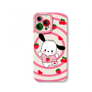 Cute Puppy & Strawberry Swirl Silicone Case for Apple iPhone Series