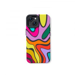 Vibrant Groovy Waves Silicone Case for Apple iPhone Series - iPhone 14, Black