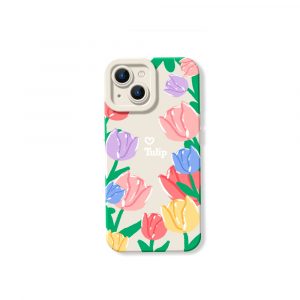 Colorful Tulip Blossom Silicone Case for Apple iPhone Series