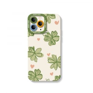 Four-Leaf Clover Charm Silicone Case for Apple iPhone Series