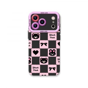 Charming Black Checkered Bears Silicone Case for Apple iPhone Series